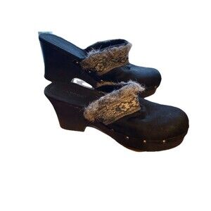 Bamboo Cloggy-04 9 Boho Clogs 9 Black Gray‎